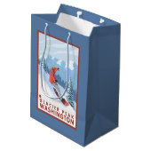 Snowboarder Scene - Glacier Peak, Washington Medium Cadeauzakje (Achterkant Gekanteld)