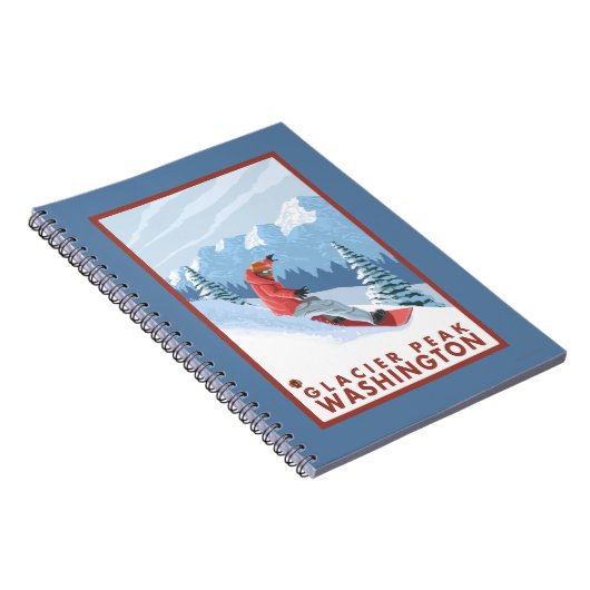 Snowboarder Scene - Glacier Peak, Washington Notitieboek (Rechterzijde)