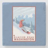 Snowboarder Scene - Glacier Peak, Washington Stenen Onderzetter (Voorkant)