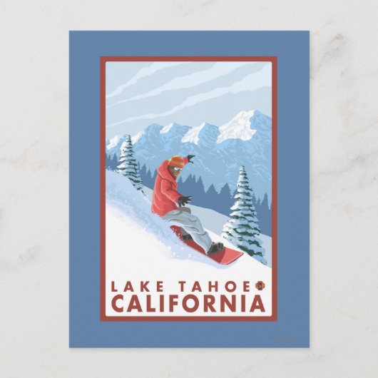 Snowboarder Scene - Lake Tahoe, Californië Briefkaart (Voorkant)