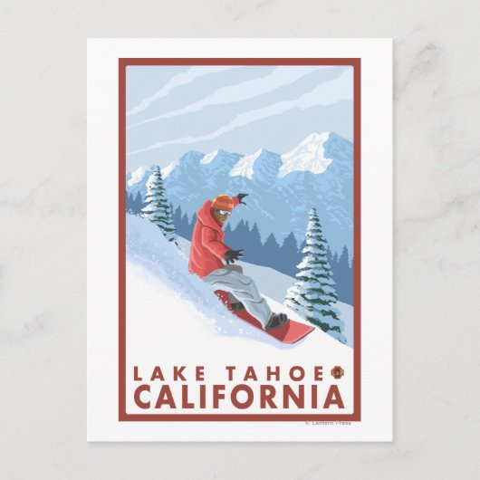 Snowboarder Scene - Lake Tahoe, Californië Briefkaart (Voorkant)