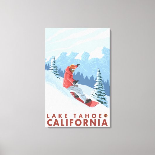 Snowboarder Scene - Lake Tahoe, Californië Canvas Afdruk (Voorkant)
