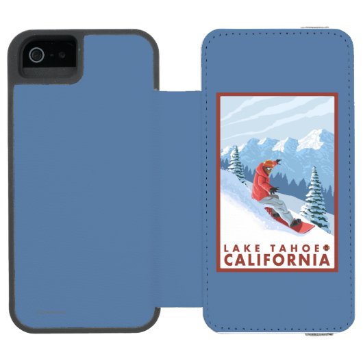 Snowboarder Scene - Lake Tahoe, Californië Incipio iPhone Portemonnee Hoesje (Agenda Open)