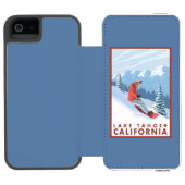 Snowboarder Scene - Lake Tahoe, Californië Incipio iPhone Portemonnee Hoesje (Agenda Open)