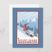 Snowboarder Scene - Mount Adams, Washington Briefkaart (Voorkant / Achterkant)