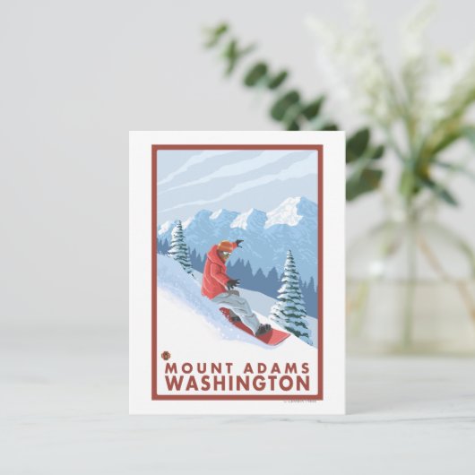 Snowboarder Scene - Mount Adams, Washington Briefkaart (Staand voorkant)