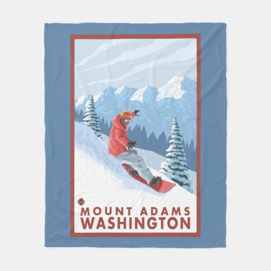 Snowboarder Scene - Mount Adams, Washington Fleece Deken (Voorkant)