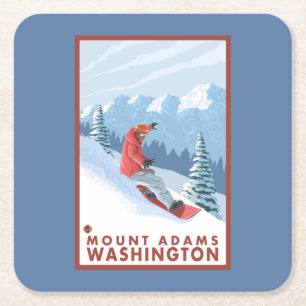 Snowboarder Scene - Mount Adams, Washington Kartonnen Onderzetters