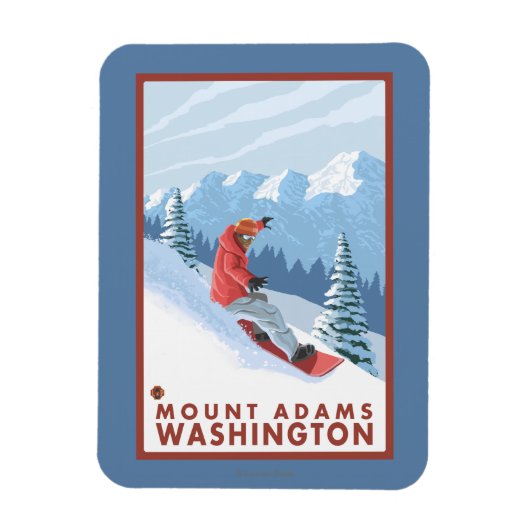 Snowboarder Scene - Mount Adams, Washington Magneet (Verticaal)