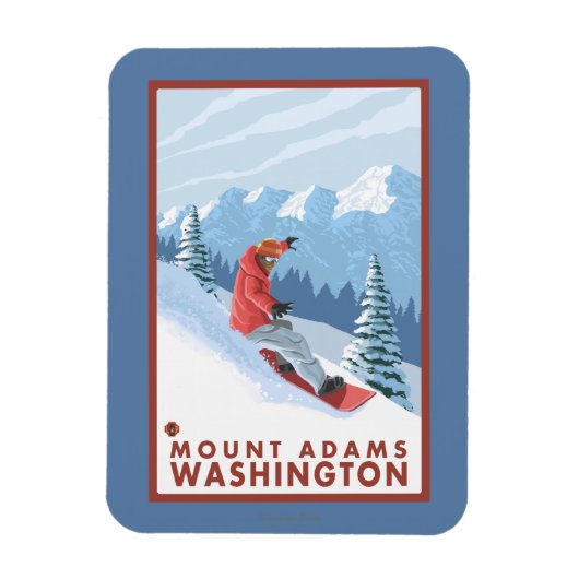 Snowboarder Scene - Mount Adams, Washington Magneet (Verticaal)
