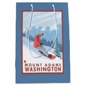 Snowboarder Scene - Mount Adams, Washington Medium Cadeauzakje (Voorkant)