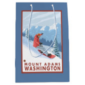 Snowboarder Scene - Mount Adams, Washington Medium Cadeauzakje (Voorkant)