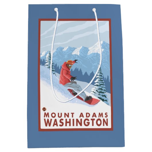 Snowboarder Scene - Mount Adams, Washington Medium Cadeauzakje (Voorkant)
