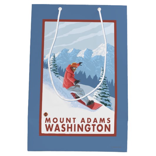 Snowboarder Scene - Mount Adams, Washington Medium Cadeauzakje (Achterkant)