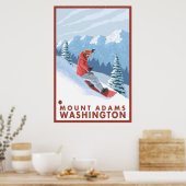 Snowboarder Scene - Mount Adams, Washington Poster (Keuken)