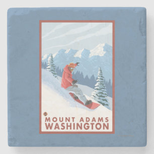 Snowboarder Scene - Mount Adams, Washington Stenen Onderzetter