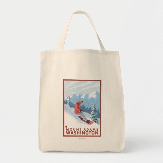 Snowboarder Scene - Mount Adams, Washington Tote Bag (Voorkant)