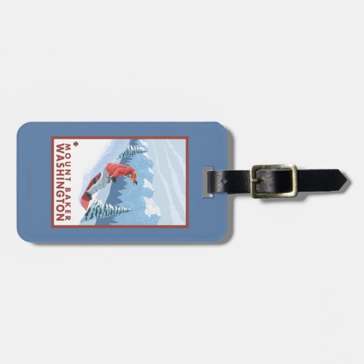 Snowboarder Scene - Mount Baker, Washington Bagagelabel (Voorkant horizontaal)