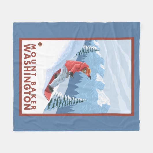 Snowboarder Scene - Mount Baker, Washington Fleece Deken (Voorkant (Horizontaal))