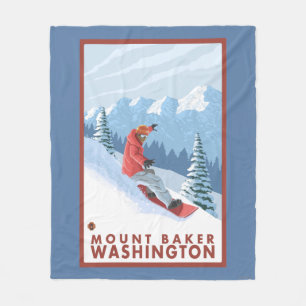 Snowboarder Scene - Mount Baker, Washington Fleece Deken