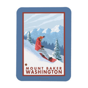 Snowboarder Scene - Mount Baker, Washington Magneet