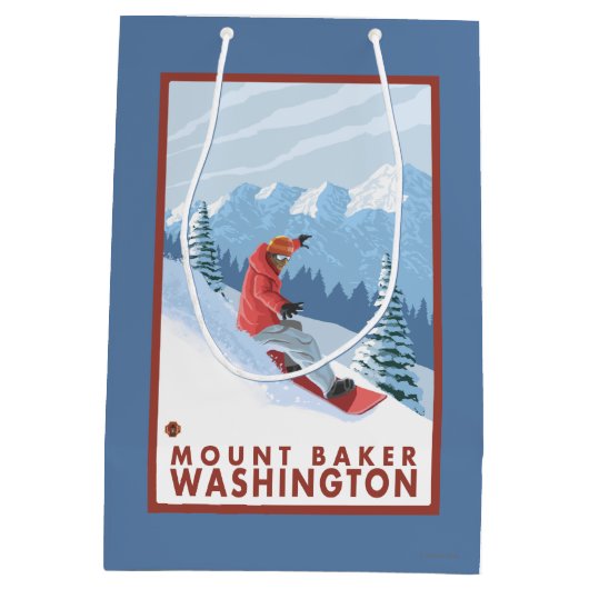Snowboarder Scene - Mount Baker, Washington Medium Cadeauzakje (Achterkant)
