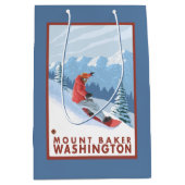 Snowboarder Scene - Mount Baker, Washington Medium Cadeauzakje (Voorkant)