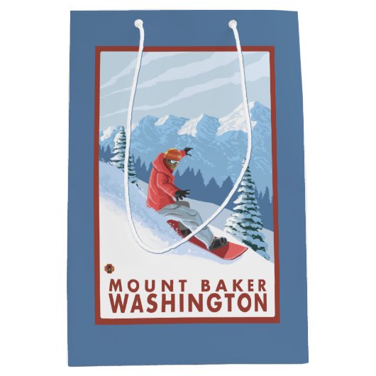 Snowboarder Scene - Mount Baker, Washington Medium Cadeauzakje (Voorkant)