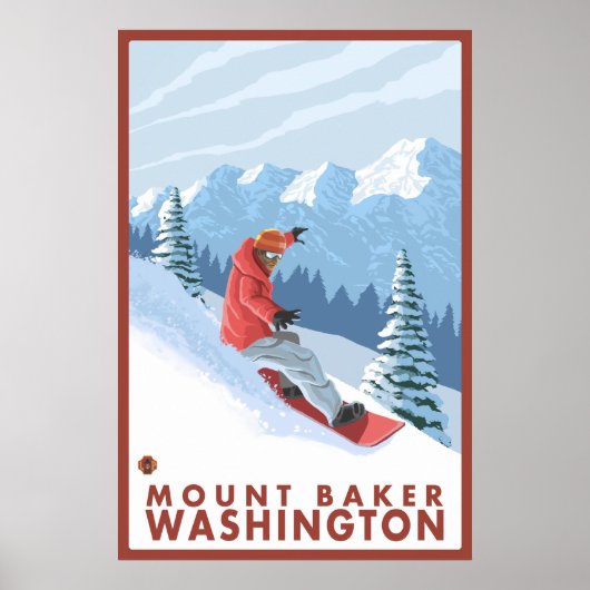 Snowboarder Scene - Mount Baker, Washington Poster (Voorkant)