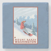 Snowboarder Scene - Mount Baker, Washington Stenen Onderzetter (Voorkant)