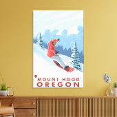 Snowboarder Scene - Mount Hood, Oregon Canvas Afdruk (Insitu (Woonkamer))
