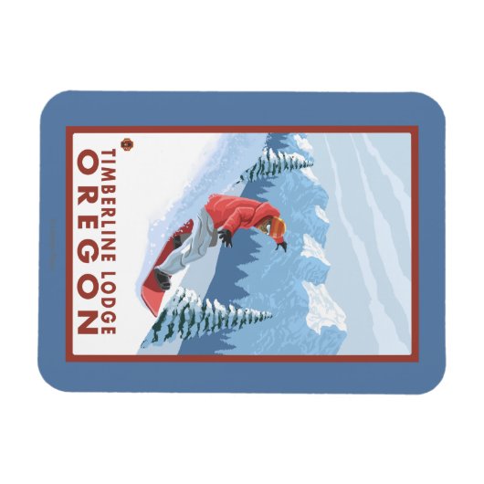 Snowboarder Scene - Timberline Lodge, Oregon Magneet (Horizontaal)