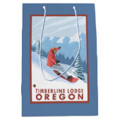 Snowboarder Scene - Timberline Lodge, Oregon Medium Cadeauzakje (Voorkant)