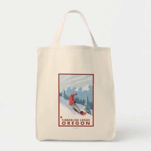 Snowboarder Scene - Timberline Lodge, Oregon Tote Bag (Voorkant)