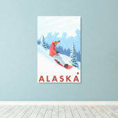 Snowboarder Scene- Vintage Travel Poster 2 Canvas Afdruk (Insitu (Houten vloer))