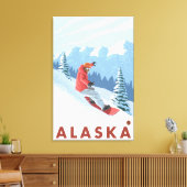 Snowboarder Scene- Vintage Travel Poster 2 Canvas Afdruk (Insitu (Woonkamer))