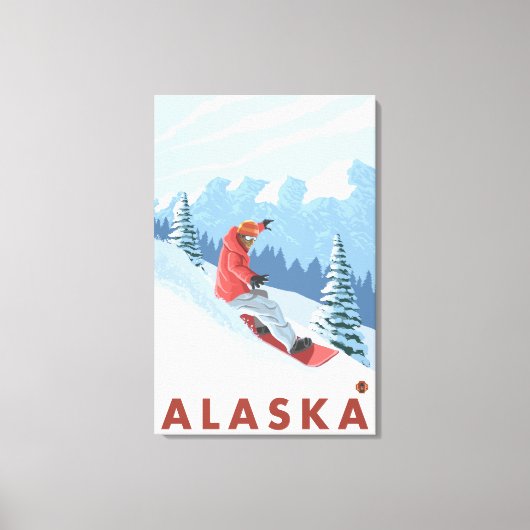 Snowboarder Scene- Vintage Travel Poster 2 Canvas Afdruk (Voorkant)