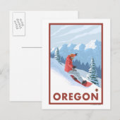 Snowboarder Scene- Vintage Travel Poster Briefkaart (Voorkant / Achterkant)