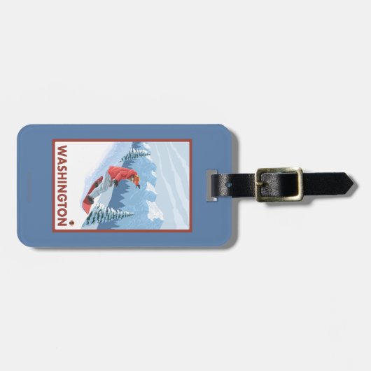 Snowboarder Scene - Washington Bagagelabel (Voorkant horizontaal)