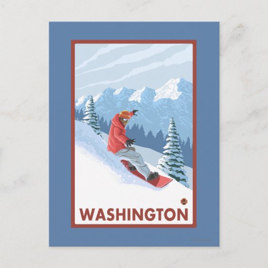 Snowboarder Scene - Washington Briefkaart (Voorkant)