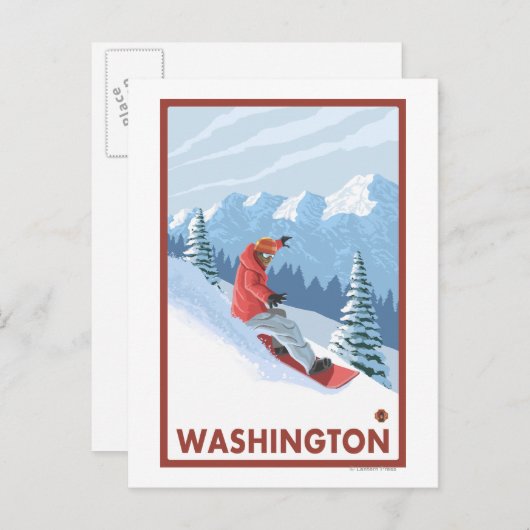 Snowboarder Scene - Washington Briefkaart (Voorkant / Achterkant)