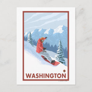 Snowboarder Scene - Washington Briefkaart