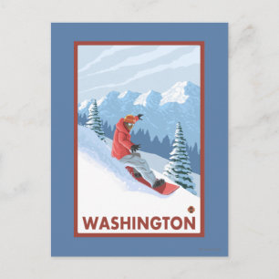 Snowboarder Scene - Washington Briefkaart