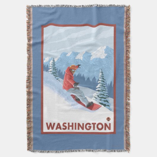Snowboarder Scene - Washington Deken (Voorkant Verticaal)