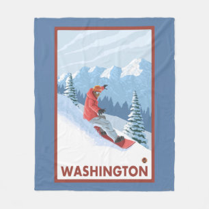 Snowboarder Scene - Washington Fleece Deken