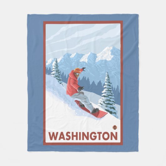 Snowboarder Scene - Washington Fleece Deken (Voorkant)