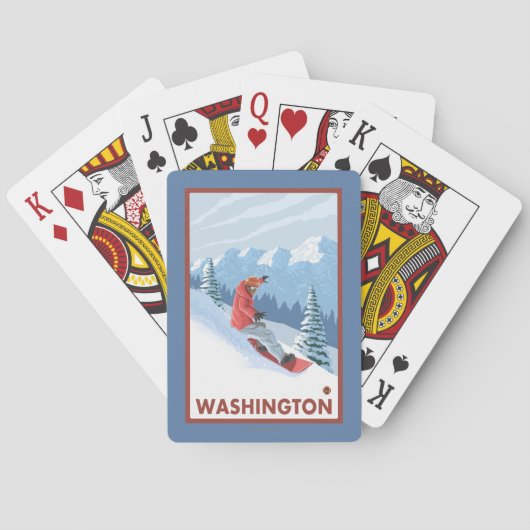 Snowboarder Scene - Washington Pokerkaarten (Achterkant)
