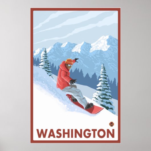 Snowboarder Scene - Washington Poster (Voorkant)