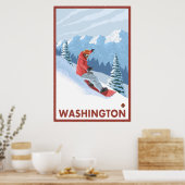 Snowboarder Scene - Washington Poster (Keuken)