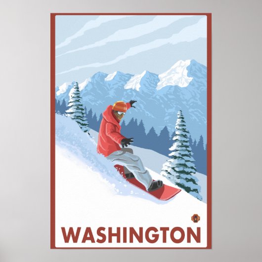 Snowboarder Scene - Washington Poster (Voorkant)